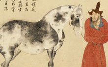 detail from painting of horse and man