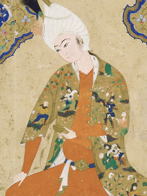 Illuminated painting of a young prince.