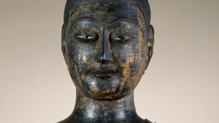 detail of the face of the Walters Buddha