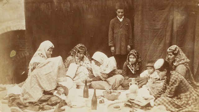 Photo, Photograph of Women and Children Having Diner Sevruguin, Antoin, 1880s - 1930, b&w ; 19.5 cm. x 13.2 cm. FSA_A2011.03_B.51