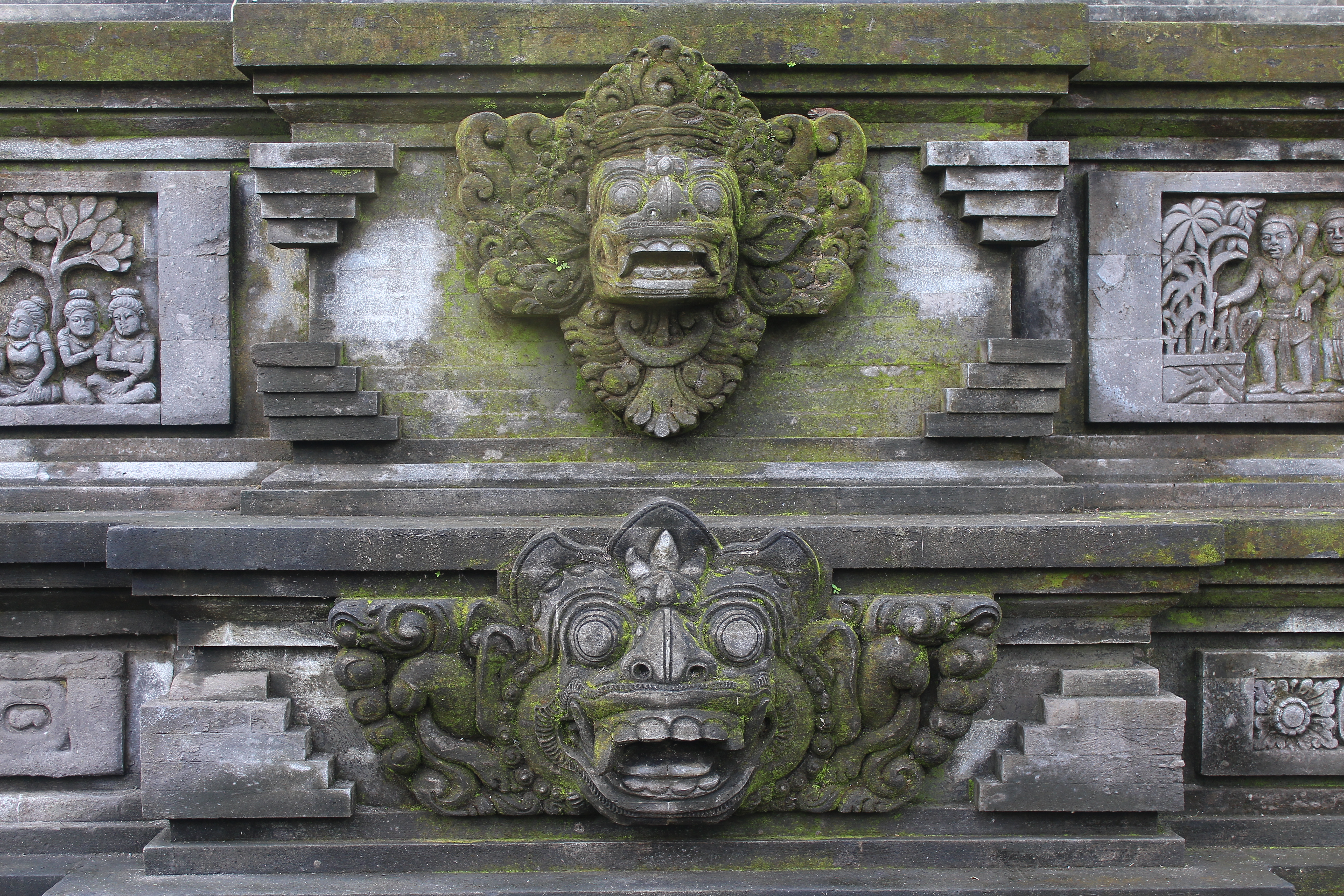Demonic face carved on temple