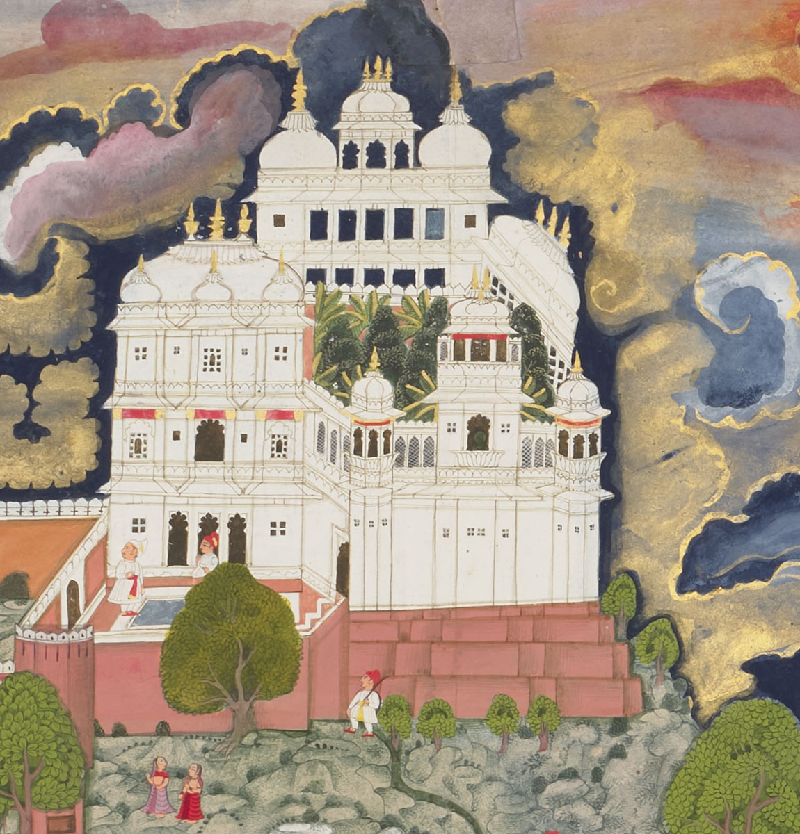 detail of a building from an udaipur painting